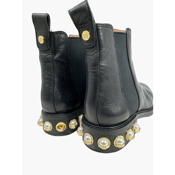 Louise Et Cie Valtina size 6.5 Black Leather Boots With Pearl Heels As Is - Picture 2 of 10